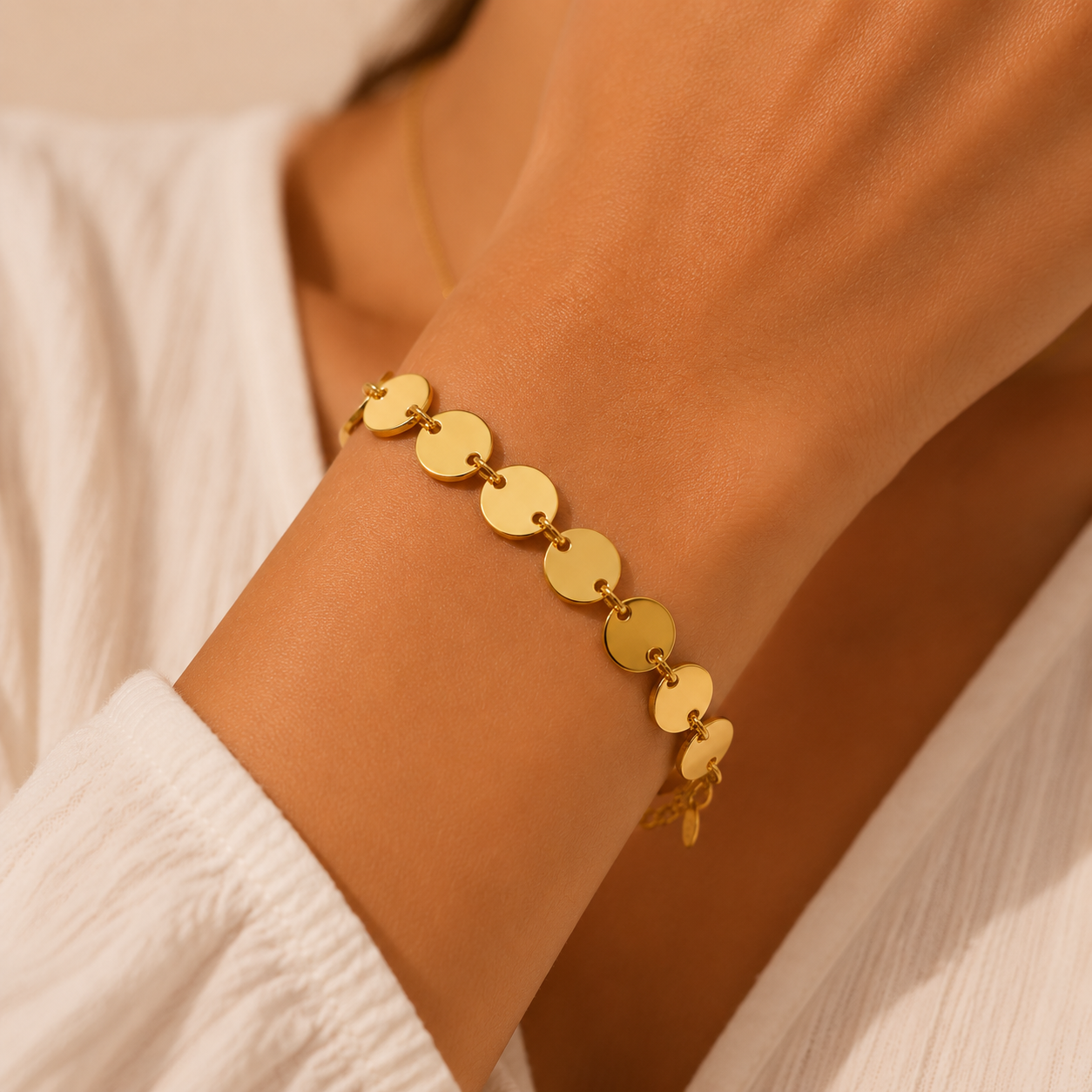 Luna Disc Bracelet | Goud Stainless Steel