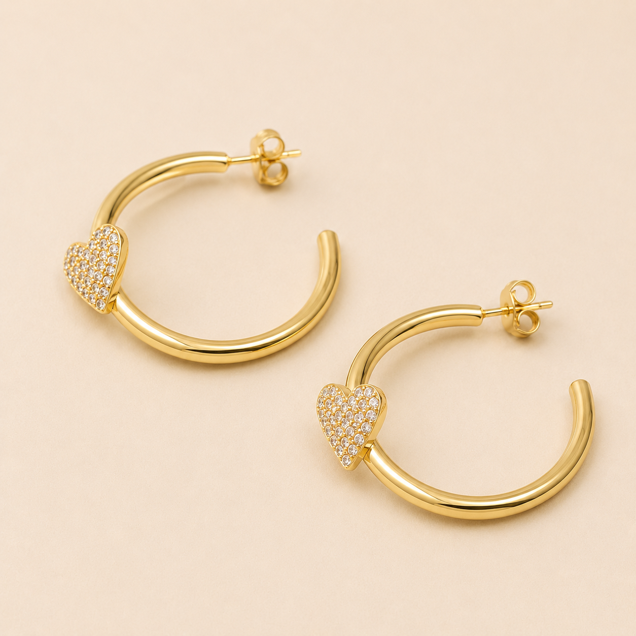 Milly Heart Hoops | Goud Stainless Steel