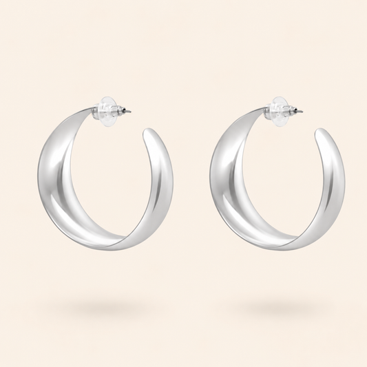 Siyansh Tina Silver Hoops Oorbellen Zilver Stainless Steel