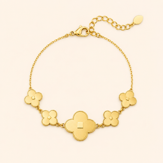 Mahi Lucky Clover Bracelet | Goud Stainless Steel
