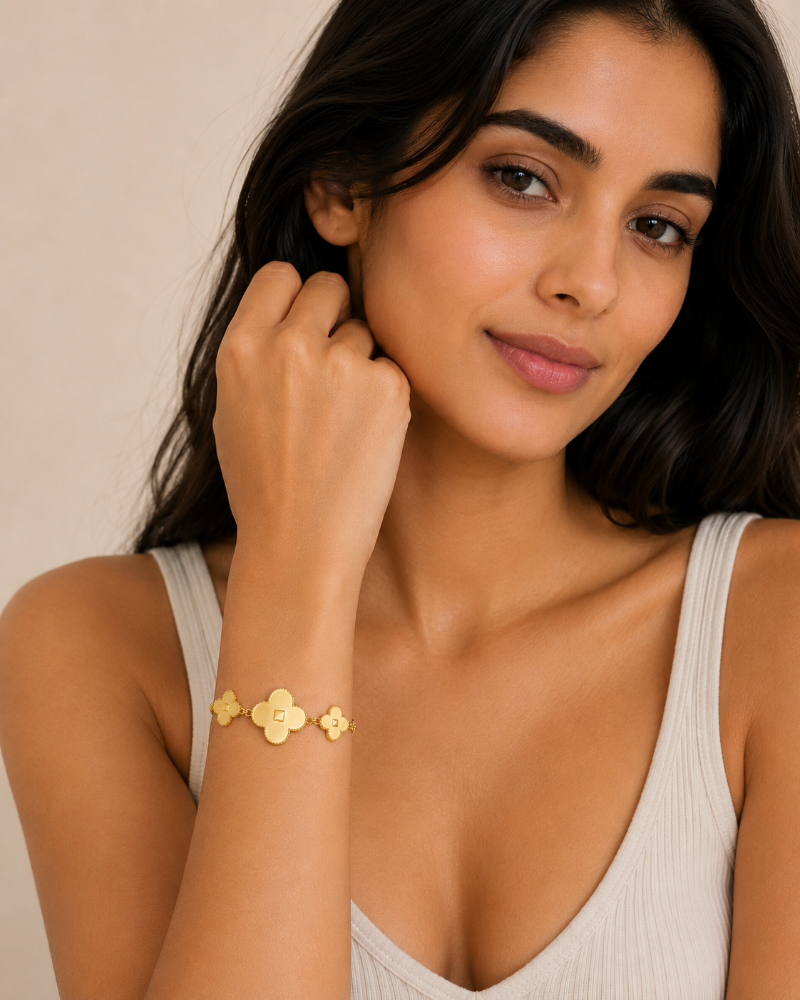 Mahi Lucky Clover Bracelet | Goud Stainless Steel