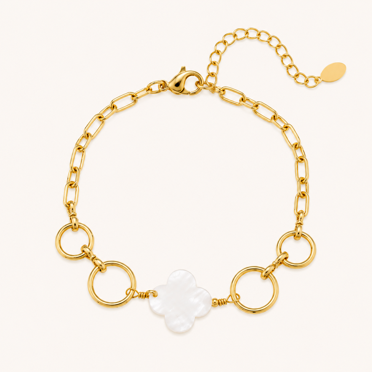 Elara Flower Pearl Bracelet | Goud Wit Stainless Steel