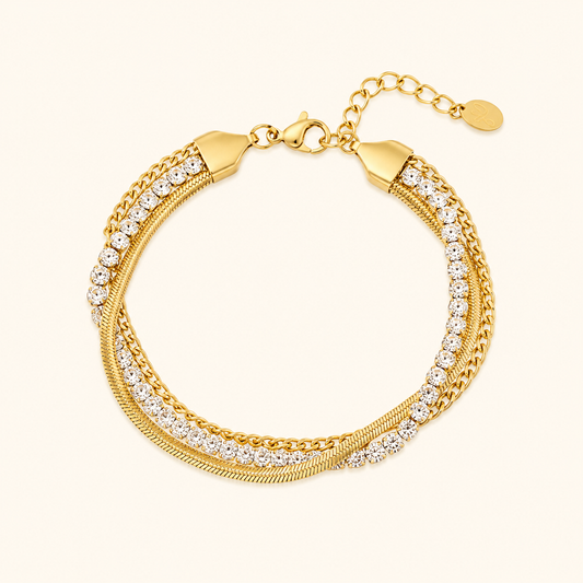 Siyansh Maya Layered Sparkle Bracelet Armband Goud Zilver Stainless Steel