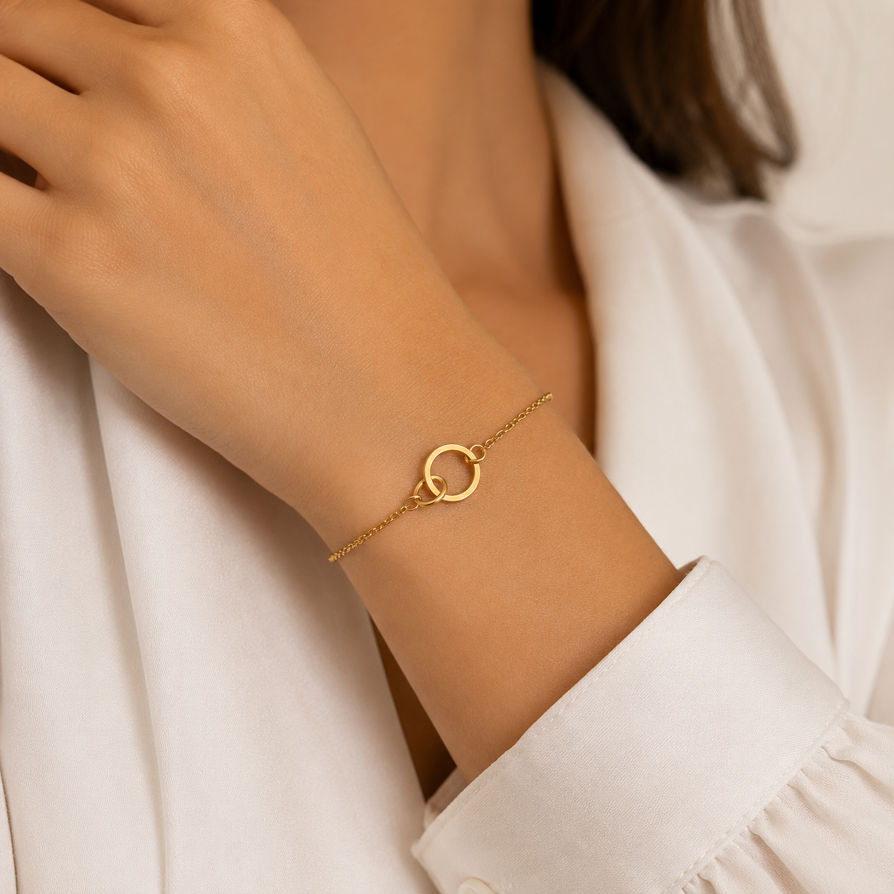 Dina Interlocking Circle Bracelet | Goud Stainless Steel
