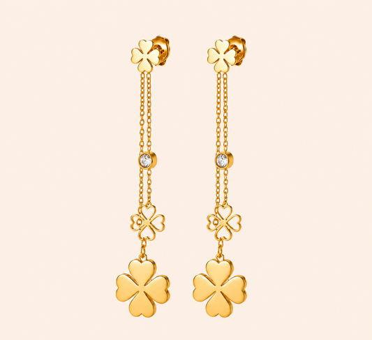 Siyansh Yara Lucky Clover Drop Earrings Oorbellen Goud Stainless Steel