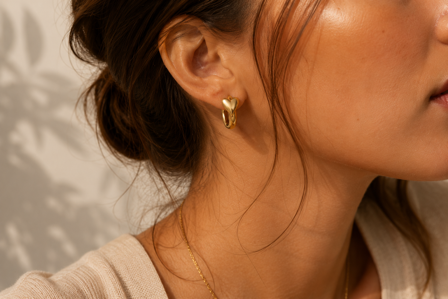 Siyansh Anaya Heart Hoops Oorbellen Goud Stainless Steel