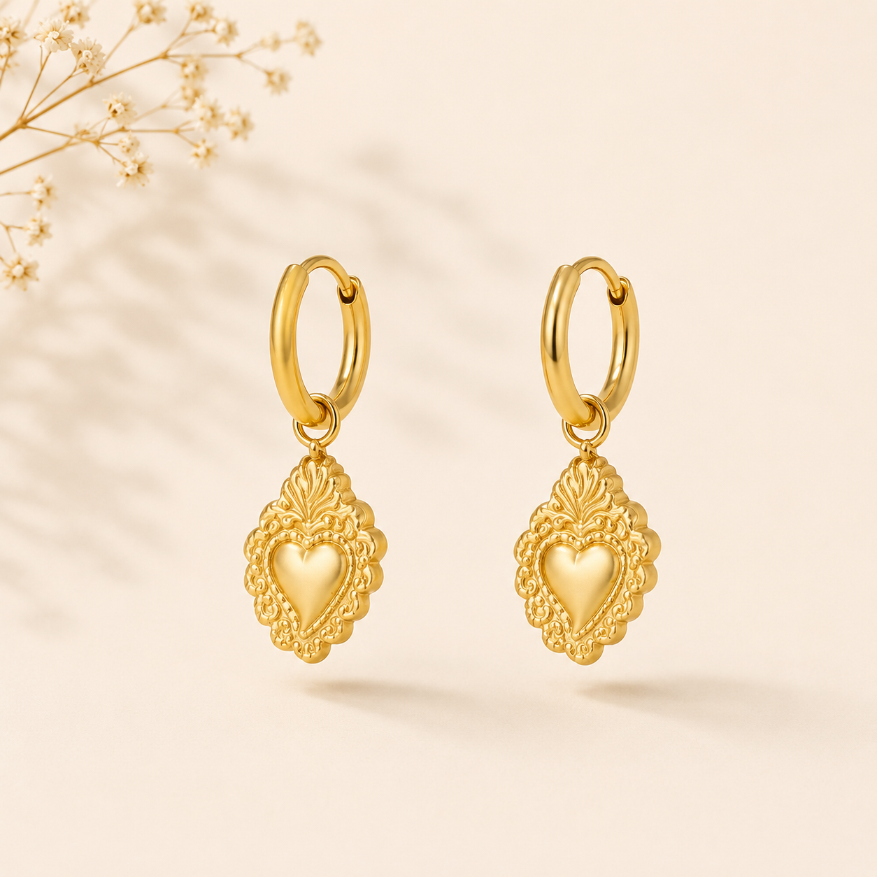 Mira Heart Hoops | Goud Stainless Steel