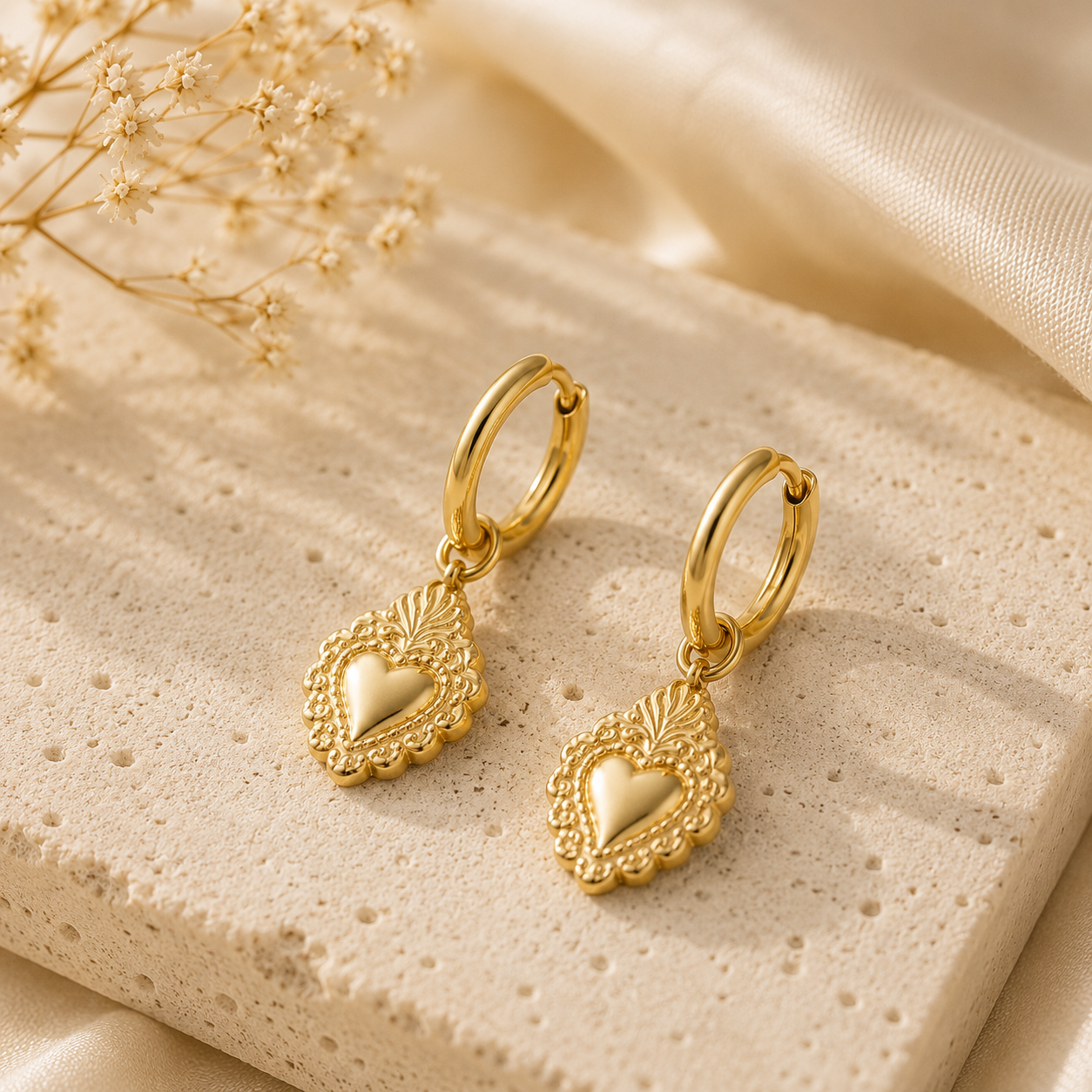Mira Heart Hoops | Goud Stainless Steel