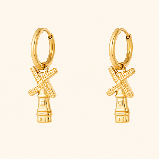 Siyansh Ira Dutch Windmill Hoops Oorbellen Goud Stainless Steel