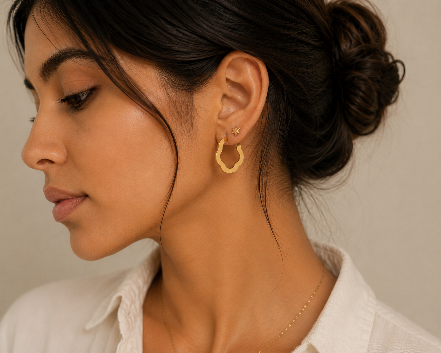 Siyansh Kiara Flower Hoops Oorbellen Goud Stainless Steel