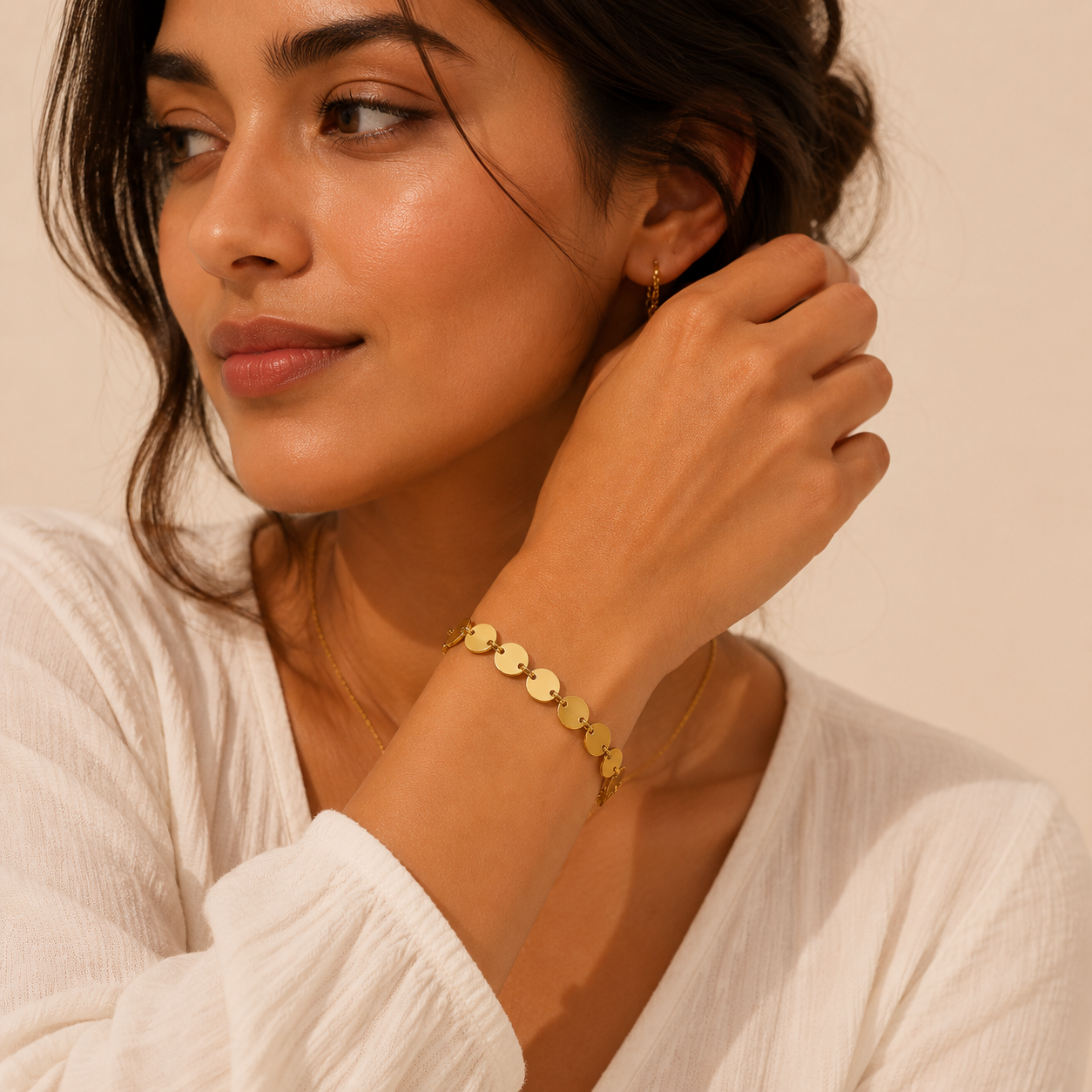 Luna Disc Bracelet | Goud Stainless Steel