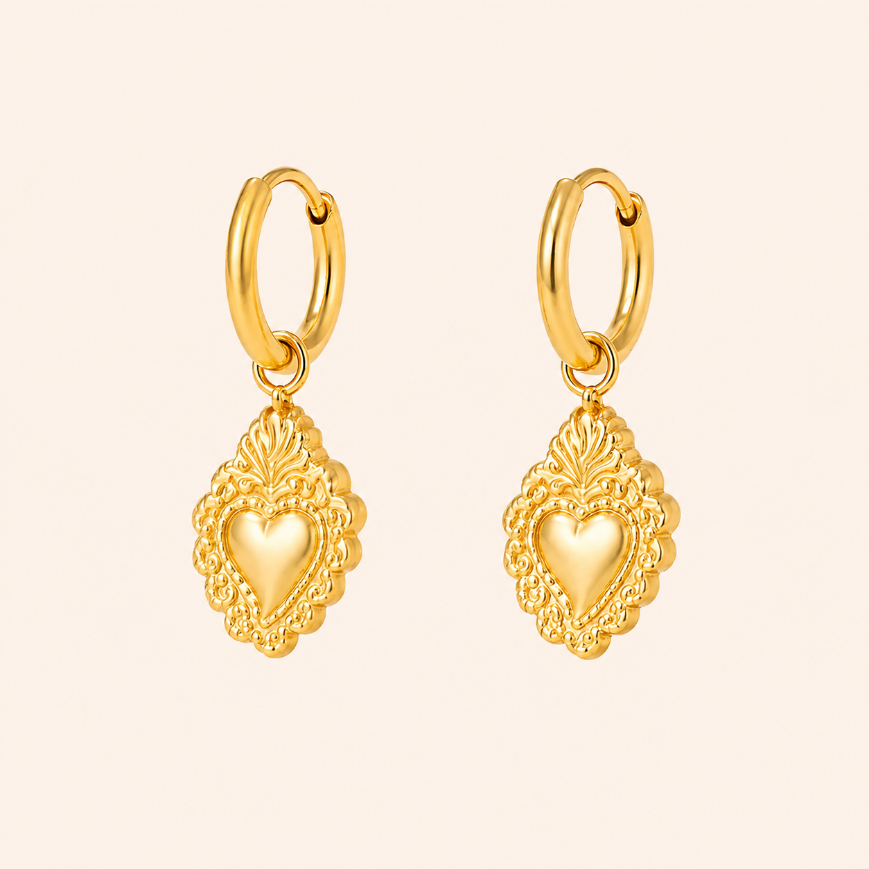 Siyansh Mira Heart Hoops Oorbellen Goud Stainless Steel