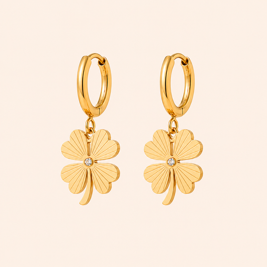 Siyansh Siya Clover Hoops Oorbellen Goud Stainless Steel