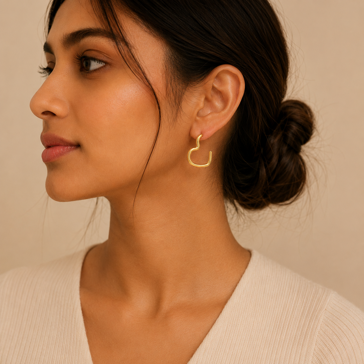 Tanvi Heart Hoops | Goud Stainless Steel
