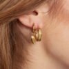 Oorbellen - Blad met Parels  - Goud - Afbeelding 2