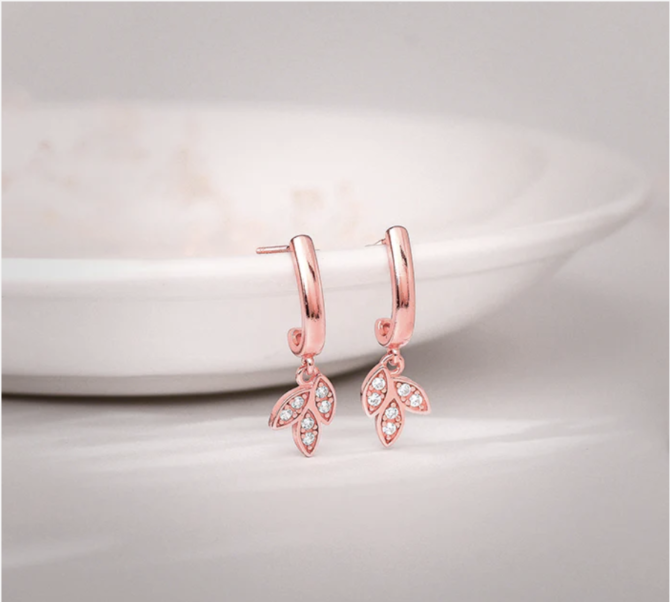 Oorbellen - 925 Sterling Zilver - Rosé Goud Platina - Rose Petals - Afbeelding 2